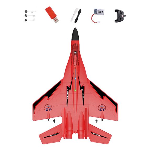 Avión teledirigido con luces LED, planeador listo , avión teledirigido para niñas, niños, principiantes, adultos, regalo de vacaciones Rojo