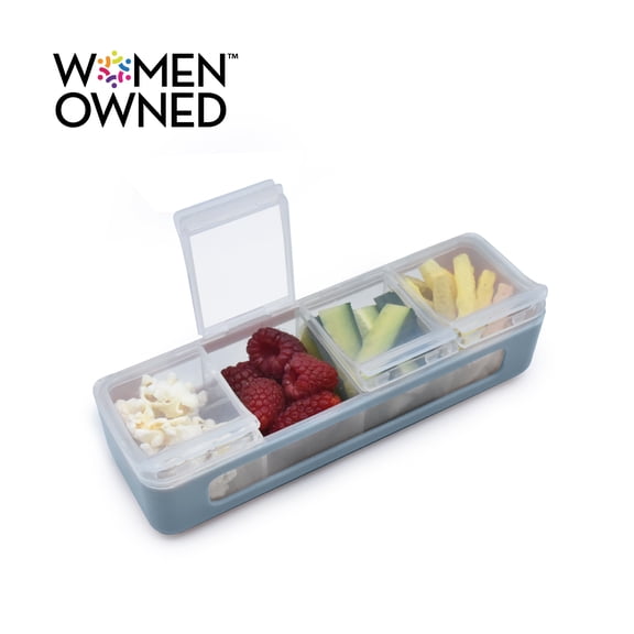 Melii 4 Compartment Snack Box Food Storage Container, Slate Blue, A Practical Choice for Organized Lunch Packing