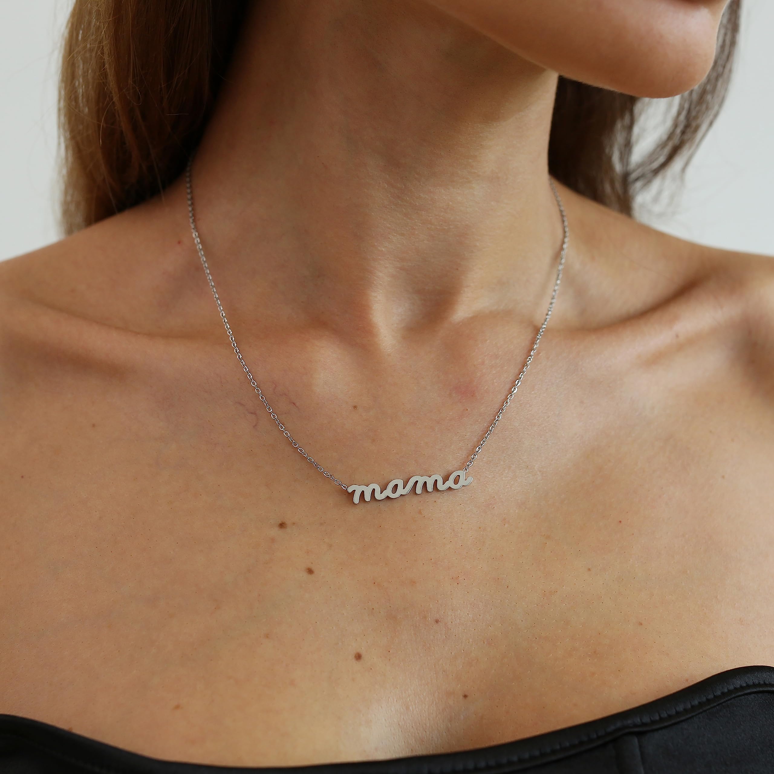 Kyazeo 18K Gold Plated Letter Mama Pendant Necklaces Stainless