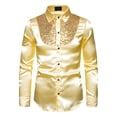 thumbnail image 1 of Camisa de lentejuelas Colcomx para hombre manga larga XL dorado, 1 of 6