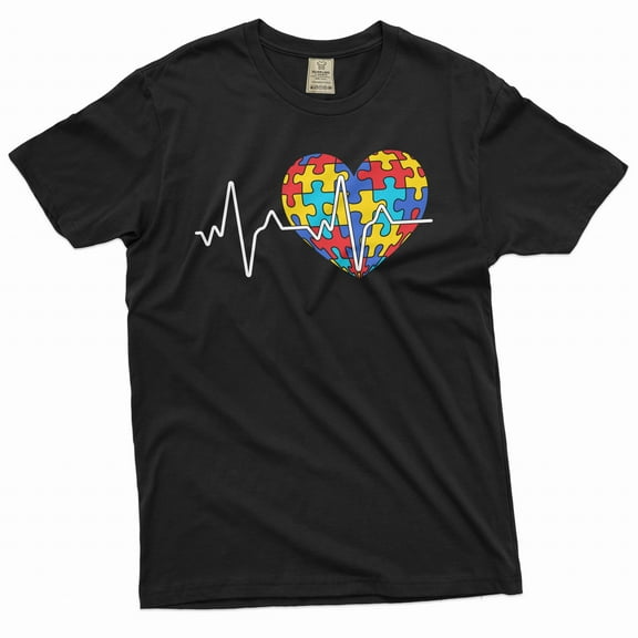 Men's autism day T-shirt autism love heart cardio tee shirt awareness day short sleeve shirt