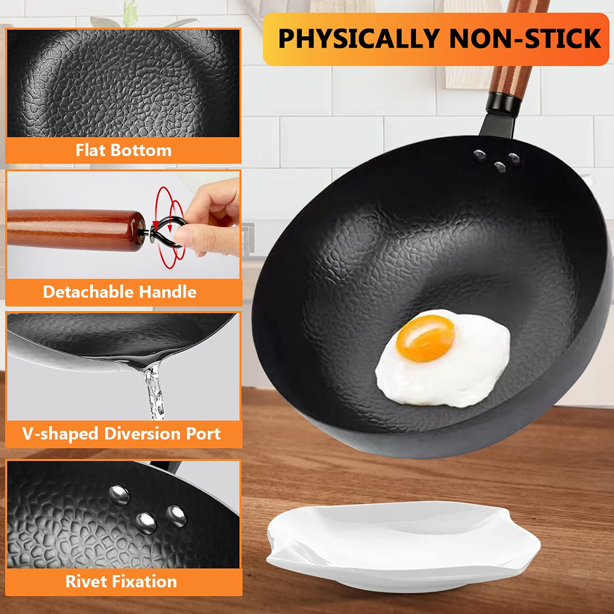 TAIMASI 14-Piece Carbon Steel Wok Pan Set photo 6