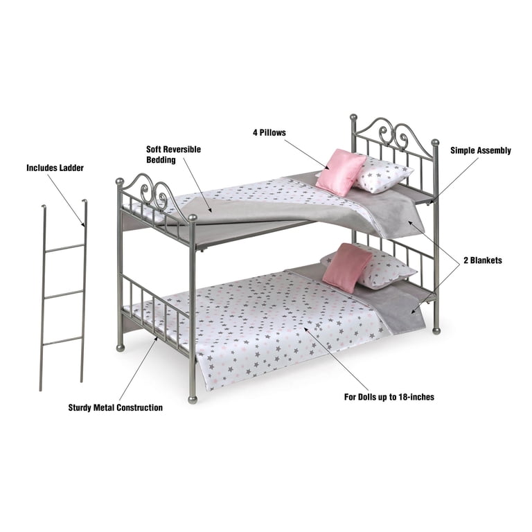 Badger Basket Scrollwork Metal Bunk Bed Doll Furniture photo 3