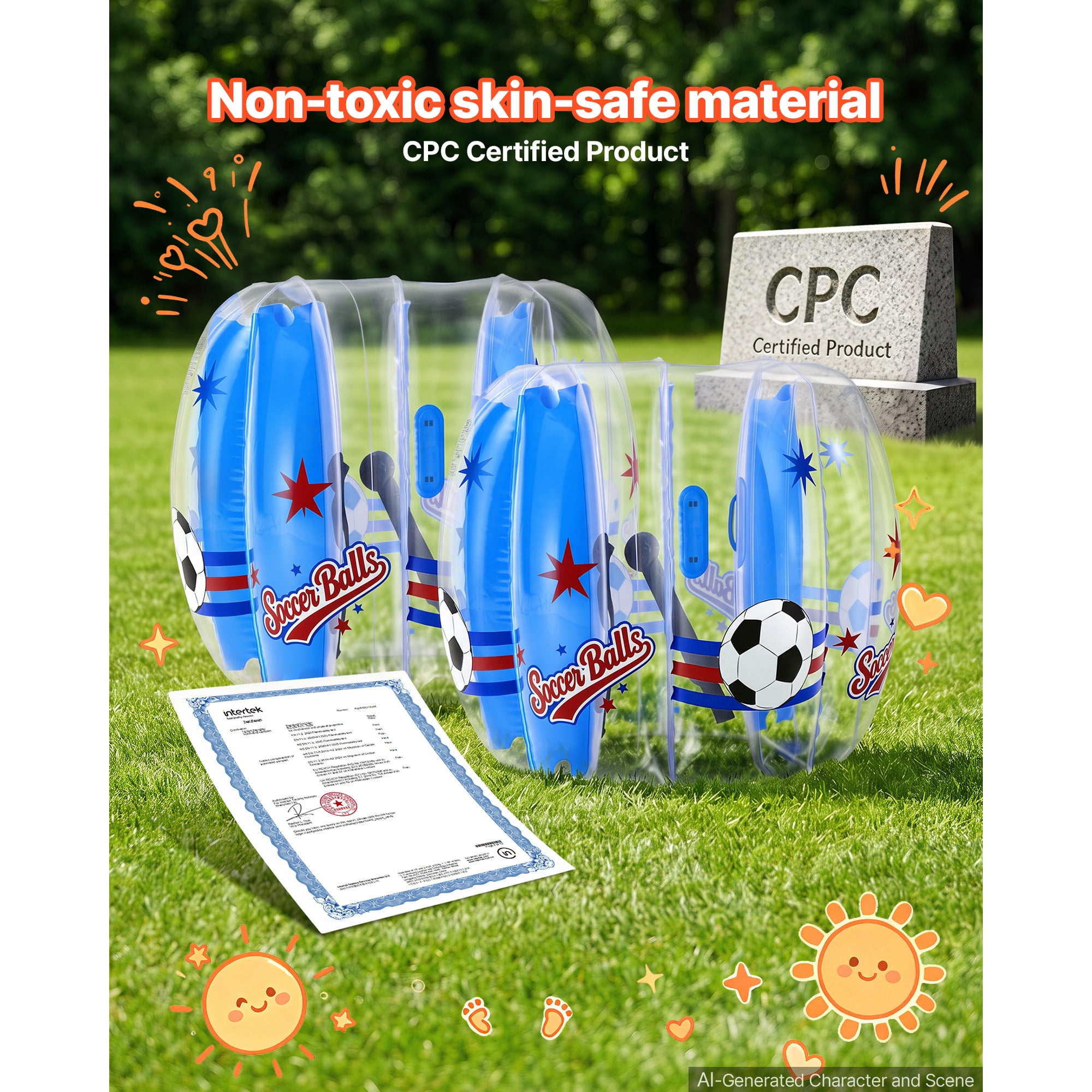 KFFKFF 2-Pack Inflatable Bumper Balls 4FT Human Bubble for Teens Transparent, Ideal for Backyard, Camping, Lawns, and Outdoor Team Activities, Durable PVC Material, Sumo Hamster Ball with Handles