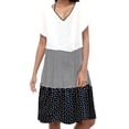 thumbnail image 1 of Kcodviy Robe Décontractée Ample à Rayures Mignonne pour Femmes Été à Pois Patchwork Col en V Courte Robe Midi d'Été pour Femmes Manches Robe, 1 of 6
