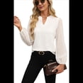 thumbnail image 3 of Blusas Elegantes e Informales para Mujer, con Mangas Largas Transparentes y Cuello en V, Holgadas y Vaporosas de para el Trabajo y la Oficina. XXL, 3 of 9