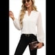 thumbnail image 3 of Blusas Elegantes e Informales para Mujer, con Mangas Largas Transparentes y Cuello en V, Holgadas y Vaporosas de para el Trabajo y la Oficina. M, 3 of 9
