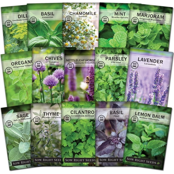 15 Herb Collection - Grow 15 Non GMO Herb Plants - Indoor Herb Garden