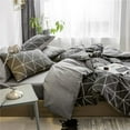 thumbnail image 2 of Geometric Bedding Duvet Cover Set - White Triangle Printed in Black 100% Natural Cotton with 3 Pieces Ultra Soft Breathable Comforter Cover (Triangle Black, Queen)…, 2 of 3