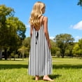 thumbnail image 5 of ITSAME Slip Dress for Girls, Striped Print Backless Loose Fit Summer Fashion Casual Dress for Kids Black 13T, 5 of 9