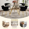 thumbnail image 5 of KATBOC Velvet Dining Chairs Set of 2, Ergonomic Hollow Braided Rope Design,Adjustable Non-Slip Fee with Gold Metal Legs, Waterproof Fabric for Kitchen & Dining Room, Black, 5 of 8