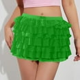 thumbnail image 2 of NINGMENG Skirts For Women Summer Solid Color Ruffle Lace Elastic Waist Bow Front Micro Mini Skirt Streetwear,Green,M, 2 of 4