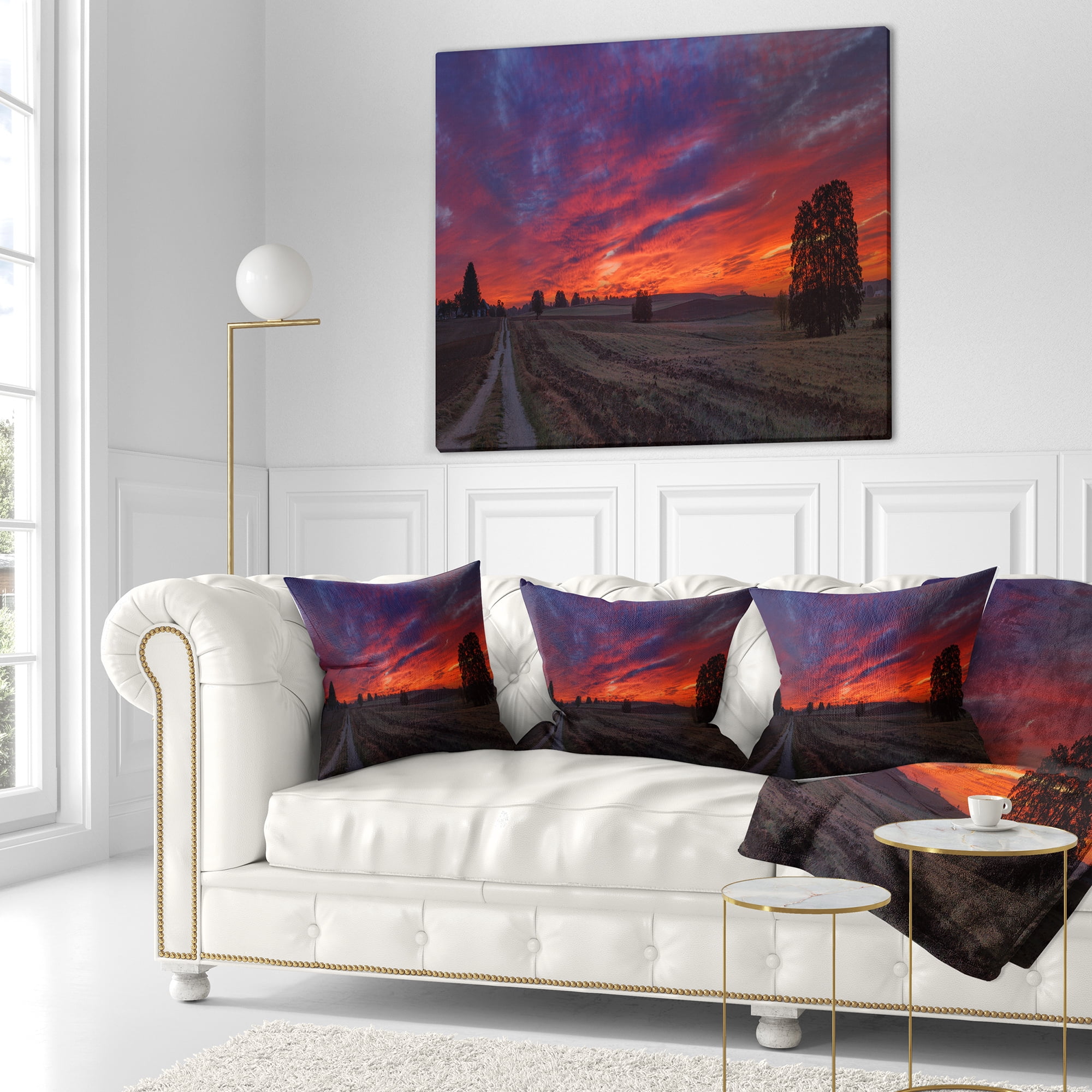 Designart Gorgeous Cloudy Sky during Fall - Landscape Printed Throw Pillow - 16x16