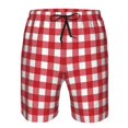 thumbnail image 3 of Saiise Maillot de Bain à Carreaux Rouges pour Hommes, Short de Bain Hawaïen avec Poches-3TG, 3 of 6