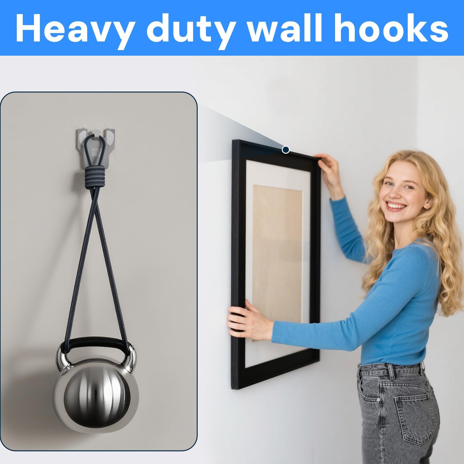 JJEAN-20 Pcs Claw Drywall Picture Hanger, Tool-Free Drywall Hooks for Hanging Pictures Holds Up to 40Lbs, No Damage Heavy Duty Wall Hanger for Hanging Picture (B)