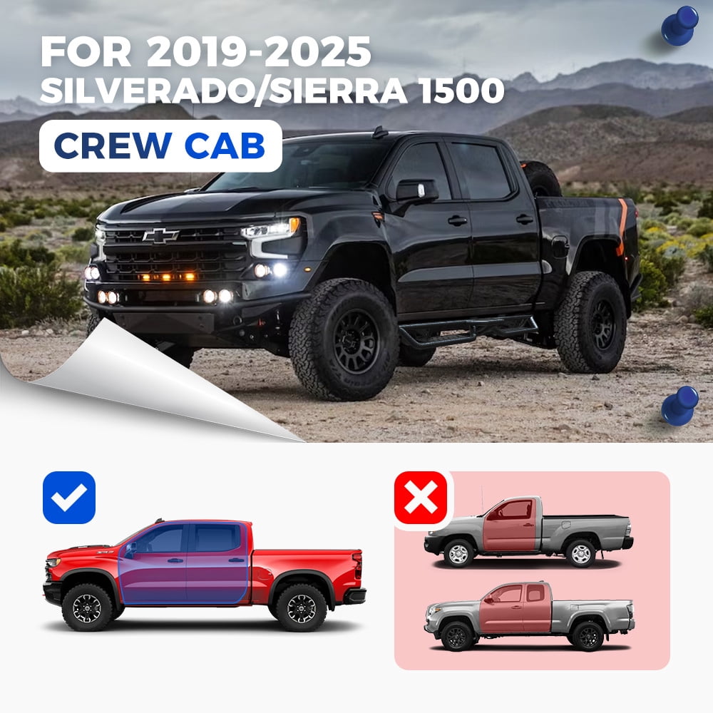 6" Running Board for 2019-2026 Silverado/Sierra 1500 Crew Cab Nerf Bar Side Steps