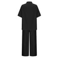 thumbnail image 4 of Summer Hot Saving! ITSUN Women's Outfits 2PC Suit Short Sleeve Solid Trousers Casual Two-Piece Leisure Suit Black 4XL, 4 of 5