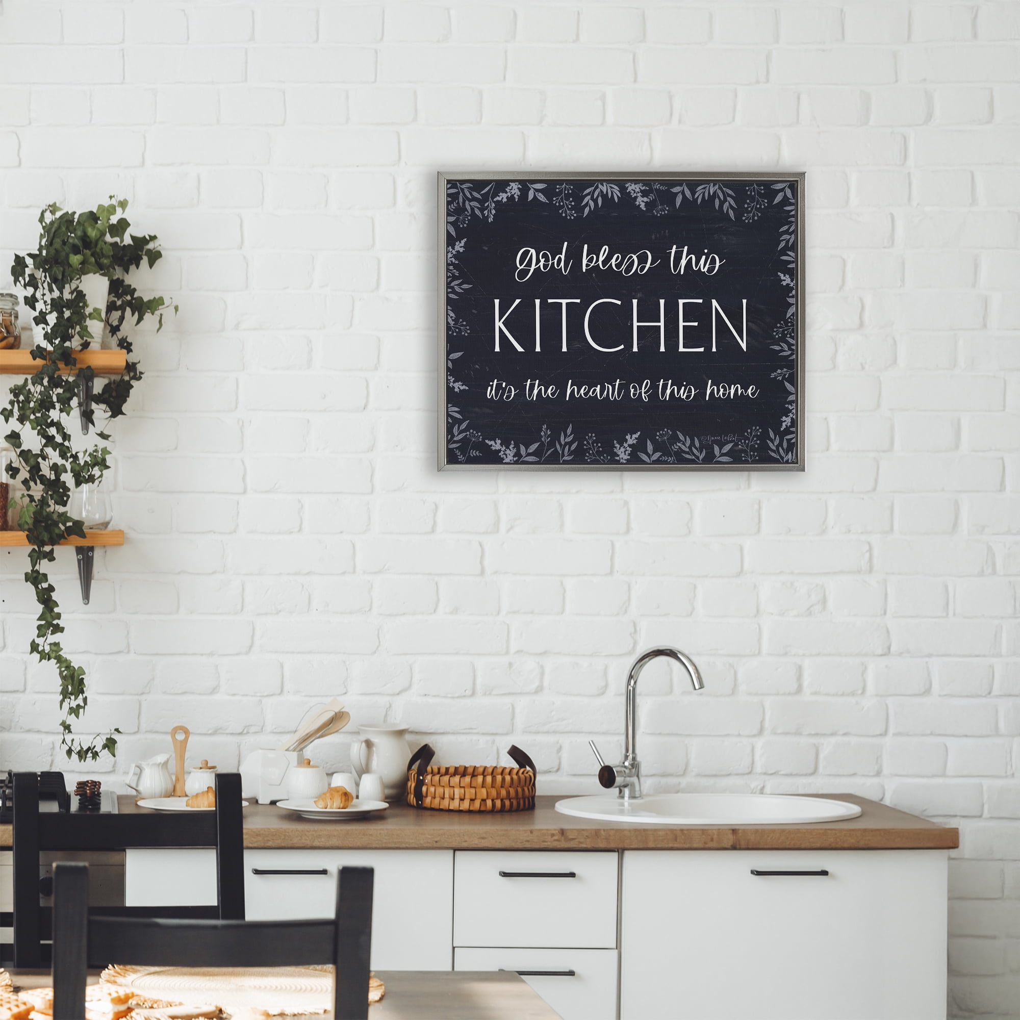 Stupell Industries Kitchen Heart Of This Home Gray Framed Floater Canvas Wall Art, design by Annie LaPoint