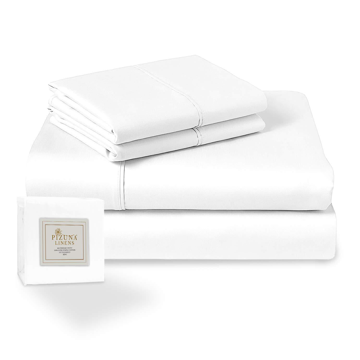 400 Thread Count Cotton King Size Fitted Sheet White 100% Long Staple Cotton 