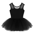thumbnail image 5 of Niños Niñas mangas cortas Lyrical Classique malla elástica empalme espalda en forma de U Ballet danza gimnasia leotardo niñas vestido tutú, 5 of 5