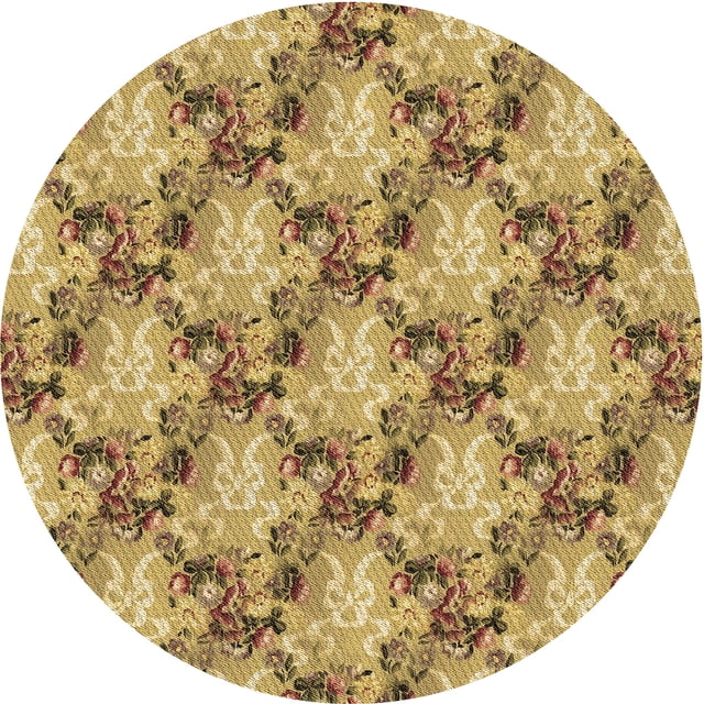 Ahgly Company Tapis Rond Lavable en Machine Intérieur Transitionnel Brun Doré Jaune, 4 Pieds Rond