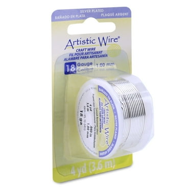 Artistic Wire Silver Plated Tarnish Resistant Colored Copper Craft Wire, 18 Gauge / 1.0 mm