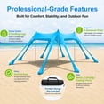 thumbnail image 3 of Rirool Beach Canopy Tent UPF50+ Sun Shelter for 6-8 Person, Portable Outdoor Beach Shade with 8 Sandbags, Aluminum Poles & Carry Bag for Camping Fishing Picnic Blue, 3 of 8