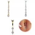 thumbnail image 2 of K-KED Butterfly Belly Button Bar Barbell Drop Dangle Body Piercing Navel Ring Bar Gift-Gold, 2 of 6