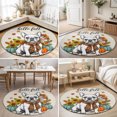 thumbnail image 4 of Round Rugs 4Ft, Thanksgiving Round Area Rug Washable Indoor Throw Carpet, Fall Dog Pumpkin Sunflowers Maple Leaves Soft Non Slip Circle Rug for Kitchen Nursery Room Home Decor Aesthetic, 4 of 8