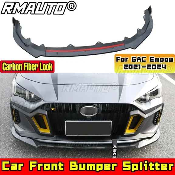 For GAC Empow 2021-2024 Body Kit Front Bumper Spoiler Glossy Black-Yellow Sport Style Front Bumper Cover Car Accessories