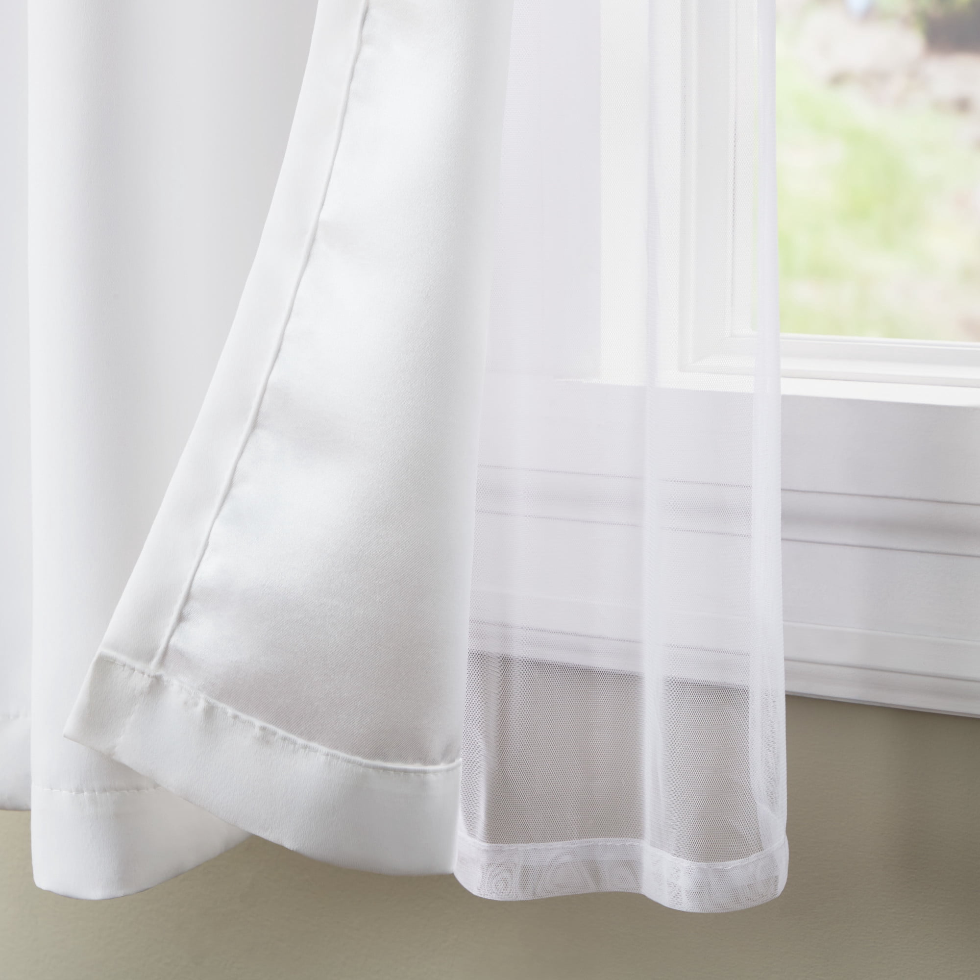 TOWN & COUNTRY LUXE Oslo Double Layer Indoor Curtains, Room Darkening and Sheer, Grommet Top, Energy Efficient, 2-Pack Set, 52"x84", White