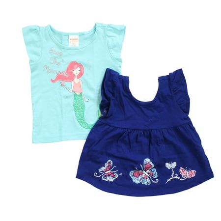

Pre-owned Gymboree Girls Blue | Aqua | Mermaid | Butterflies T-Shirt size: 6-12 Months
