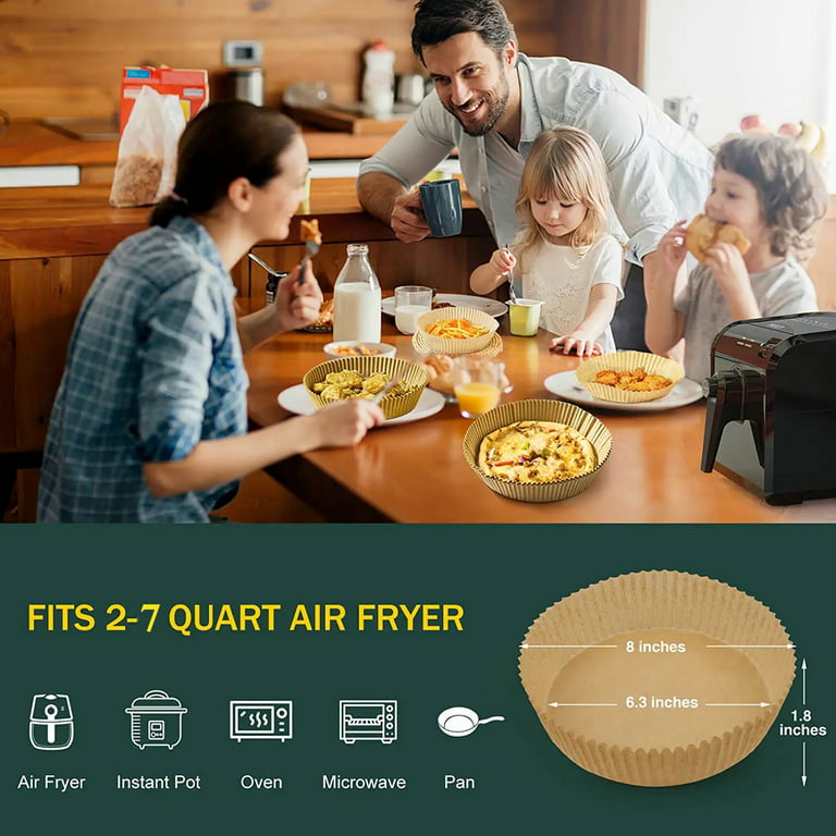 120 Pcs Air Fryer Disposable Paper Liners Air Fryer Inserts Round Non-Stick  Prime Oil-proof Parchment Paper Cooking Paper for Fryers Basket Frying Pan  Microwave Oven 
