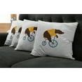 thumbnail image 2 of Ambesonne Cartoon Throw Pillow Cover 4 Pack, Bear Bicycle Circus, 18", Brown Yellow, 2 of 6