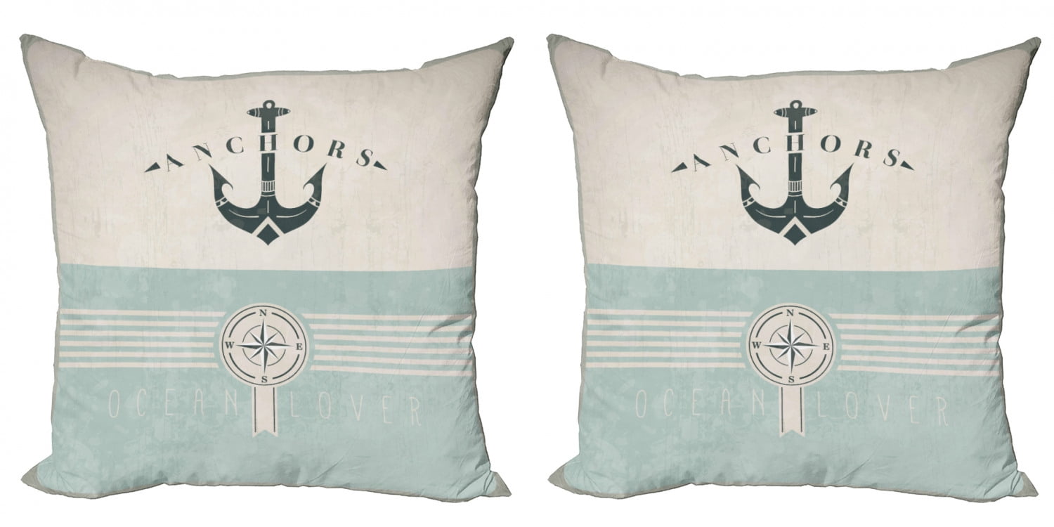 Square Cushion Cover Home Decor Sofa Whale Throw Pillow Case Nautical Sea Anchor