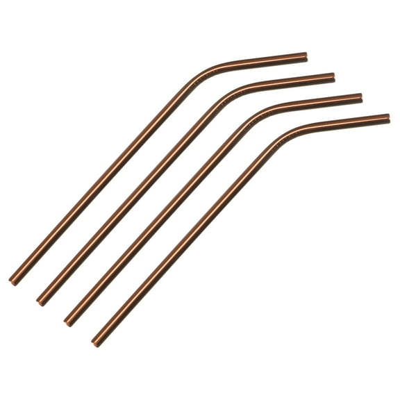 Reusable Metal Straws 4Pcs, Stainless Steel Bent Drinking Straw 10.5" Long for Milk Shake Beverage Juice Rose Gold