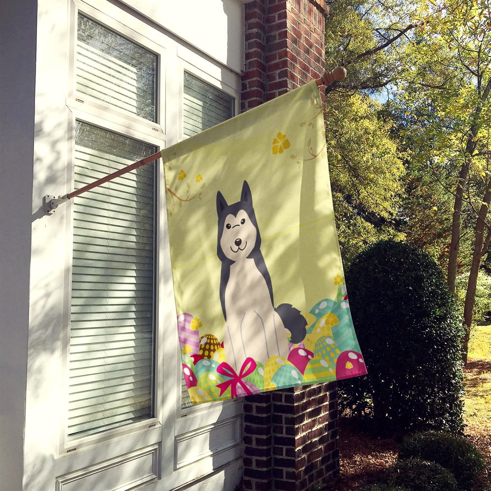 Caroline's Treasures BB6025CHF Easter Eggs West Siberian Laika Spitz Flag Canvas House Size , Large, multicolor