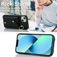 thumbnail image 6 of ShellTech for iPhone 13 Case with Card Holder and Strap - Zipper Pocket,Lanyard Strap,Credit Card Holder,Stand Ring,Cute Phone Wallet Case for Women,Black, 6 of 10