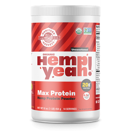 Manitoba Harvest Hemp Yeah! Max Organic Protein Powder, Unsweetened, 20g Protein, 1.0