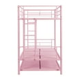 thumbnail image 6 of Harper & Bright Designs Twin Size Metal Bunk Bed with Trundle, Twin Over Twin Metal Bed Frame with Ladder and Guardrail for Bedroom , Pink, 6 of 9