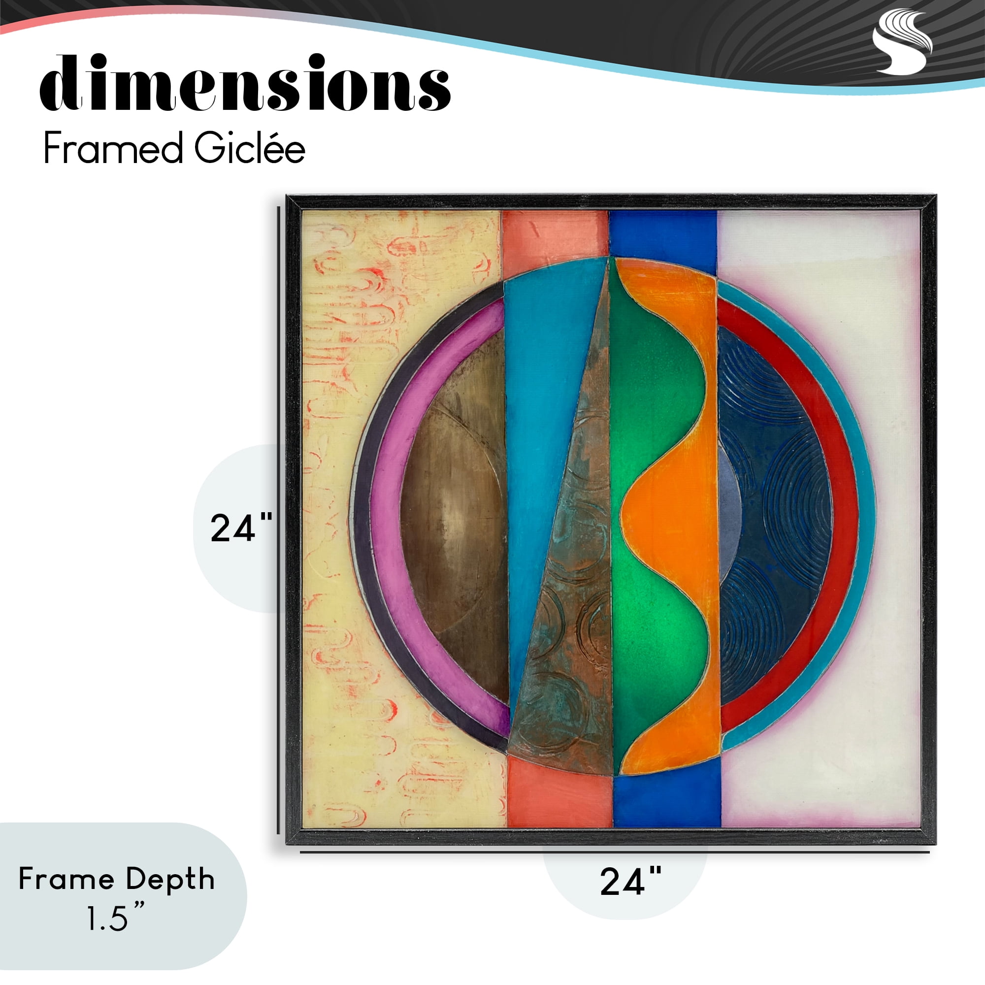 Stupell Industries Circle with Intersecting Waves Black Framed Giclee Art, design by Matthew Finger