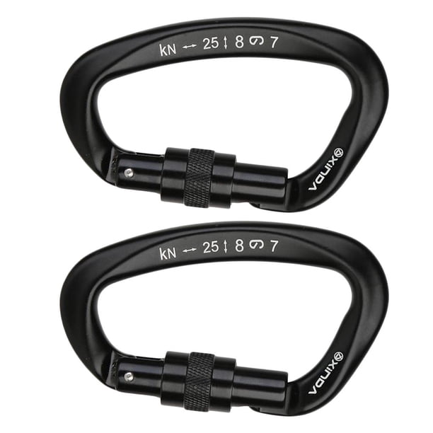 pieza de 2 Mosquetones de Bloqueo Automático, Mosquetones de Bloqueo, Clip de Mosquetón para Senderismo Negro