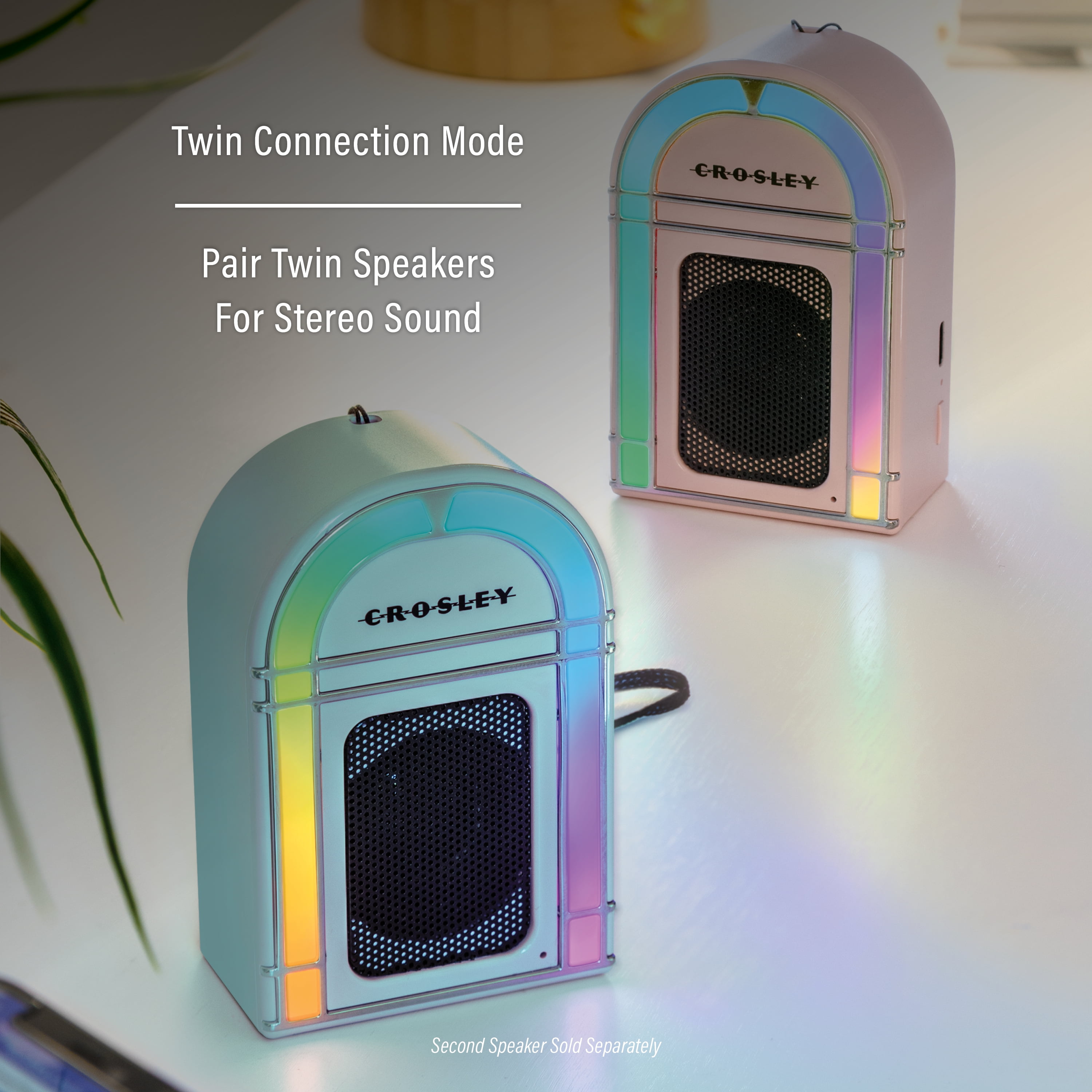 Crosley Mini Jukebox Retro Portable Bluetooth Speaker with LED Lights and Microphone, Vintage