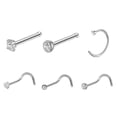 thumbnail image 1 of Nose Piercing Jewelry Decorative 6PCS Rhinestone Screw Nose Studs Nose Rings, 1 of 10