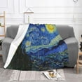 thumbnail image 2 of Van Gogh Starry Night Soft Blanket All Season Fuzzy Throw Warm Lightweight Blanket Flannel Blankets Fleece Throws for Bed Sofa Couch Travel Home Living Room Decor 60"x50", 2 of 13