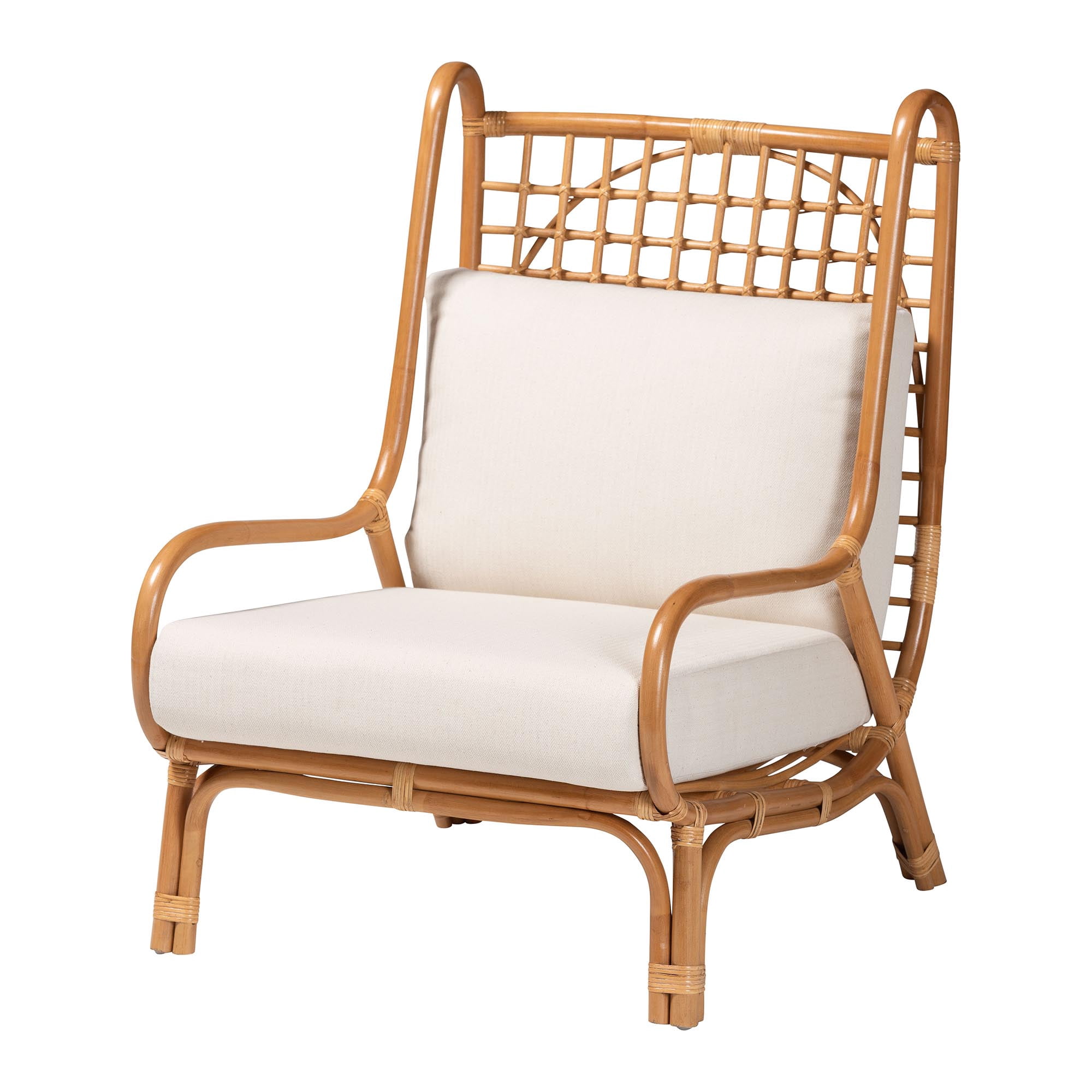 bali & pari Helina Boho Accent Chair, Light Honey