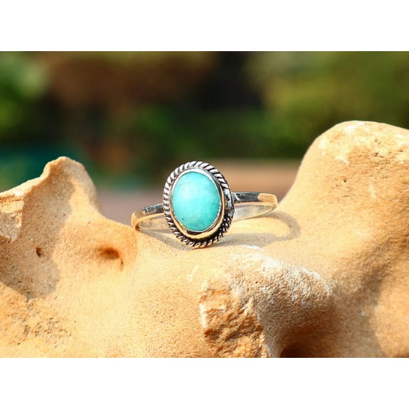 Heaven Crafts Natural Larimar Oval Gemstone Ring 925 Sterling Silver Ring For Women Ocean Larimar Birthday Gift Ring