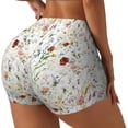 thumbnail image 2 of Kdxio Wildflower Watercolor Print Workout Shorts for Women Seamless Soft Smooth Gym Yoga Scrunch Active Shorts, 2 of 9