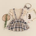 thumbnail image 4 of Okbabeha Summer Baby Girl Clothes Toddler Short Sleeve Romper + Suspender Skirt + Headband 3pc Set Newborn Outfits, 4 of 7