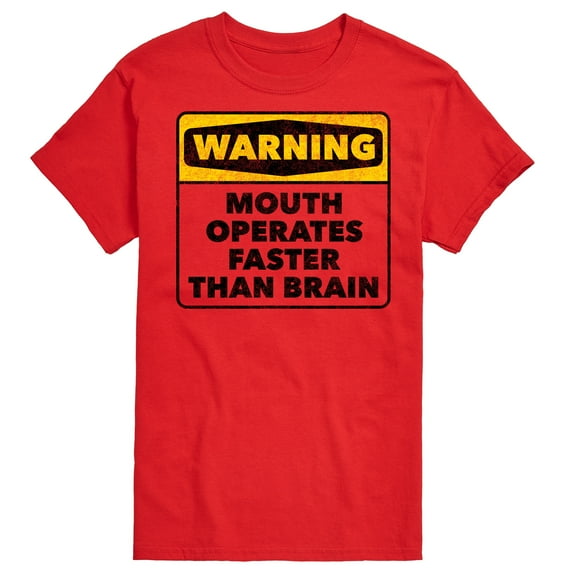 Instant Message - Warning Mouth Faster Than Brain - Men's Short Sleeve Graphic T-Shirt